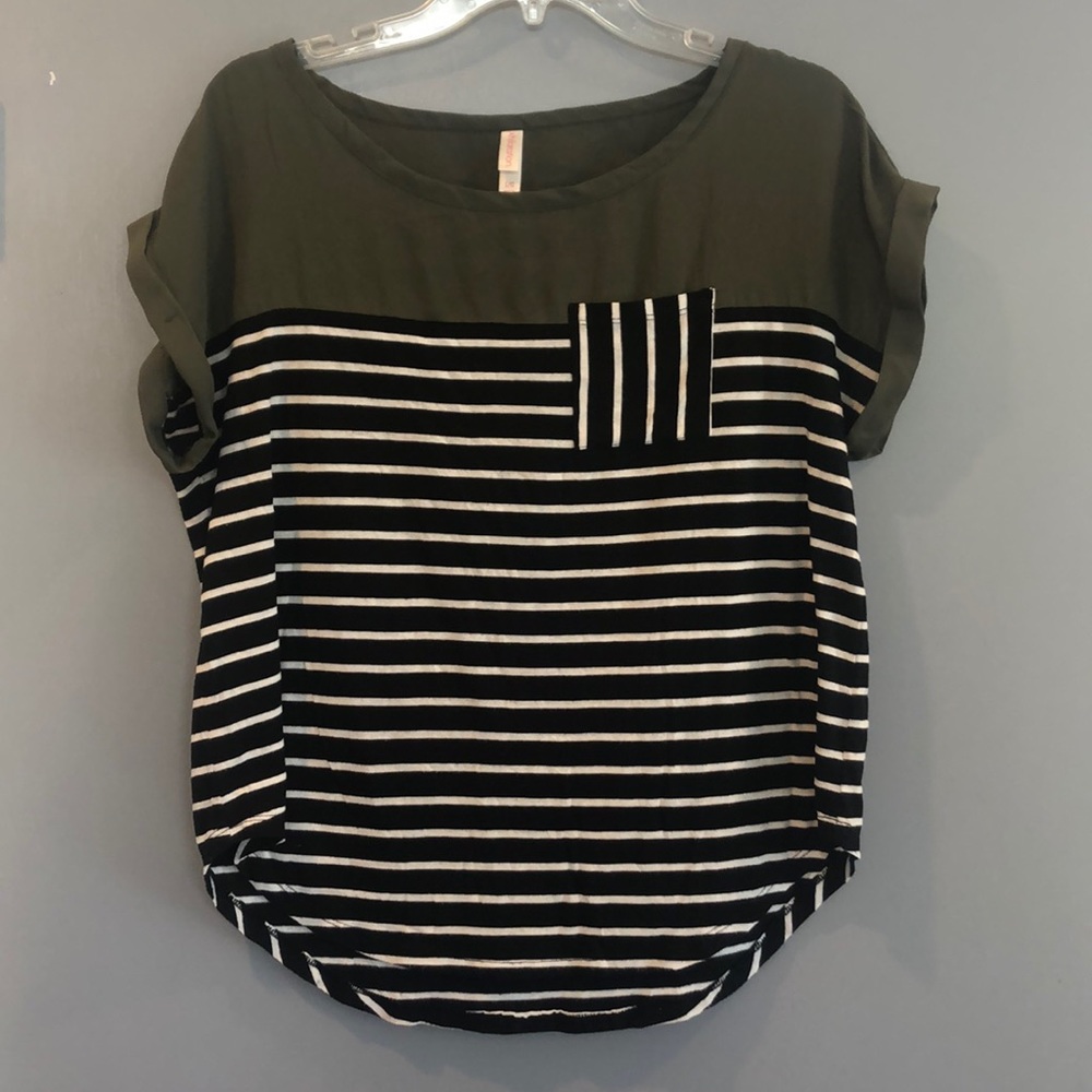 Green and striped shirt